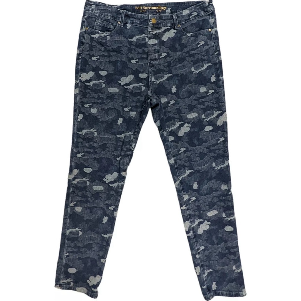 Soft Surroundings Women Jegging Blue Camouflage Denim Jeans High Rise L